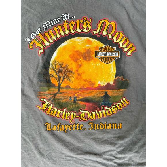 Harley Davidson T Shirt Mens Large Gray Patriotic Hunters Moon Lafayette Indiana - Picture 7 of 7
